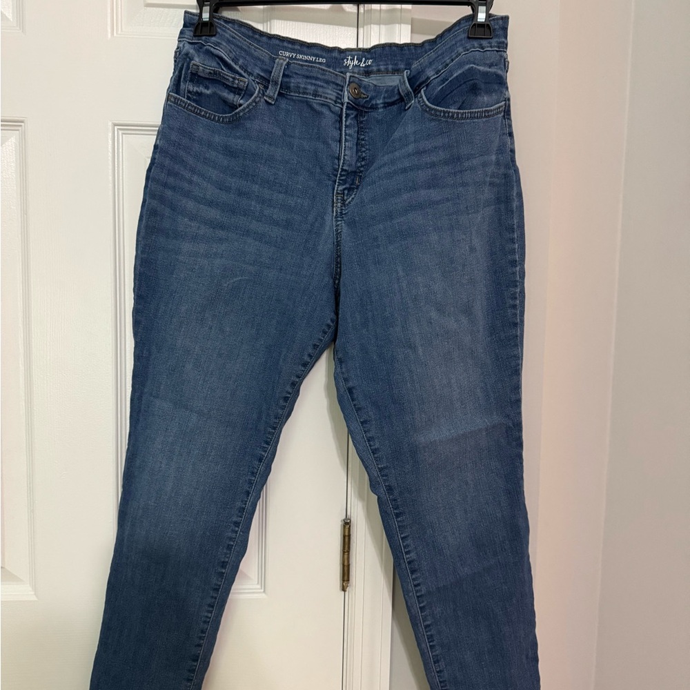 Style & Co. Blue Curvy Skinny Jeans Classic Design